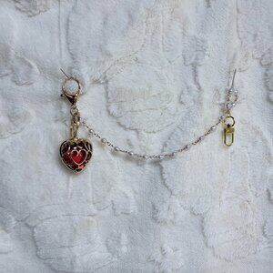 Red Heart Filigree Bag Charm